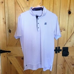 Greyson Polo Shirt Mens Large Purple /white Stripes